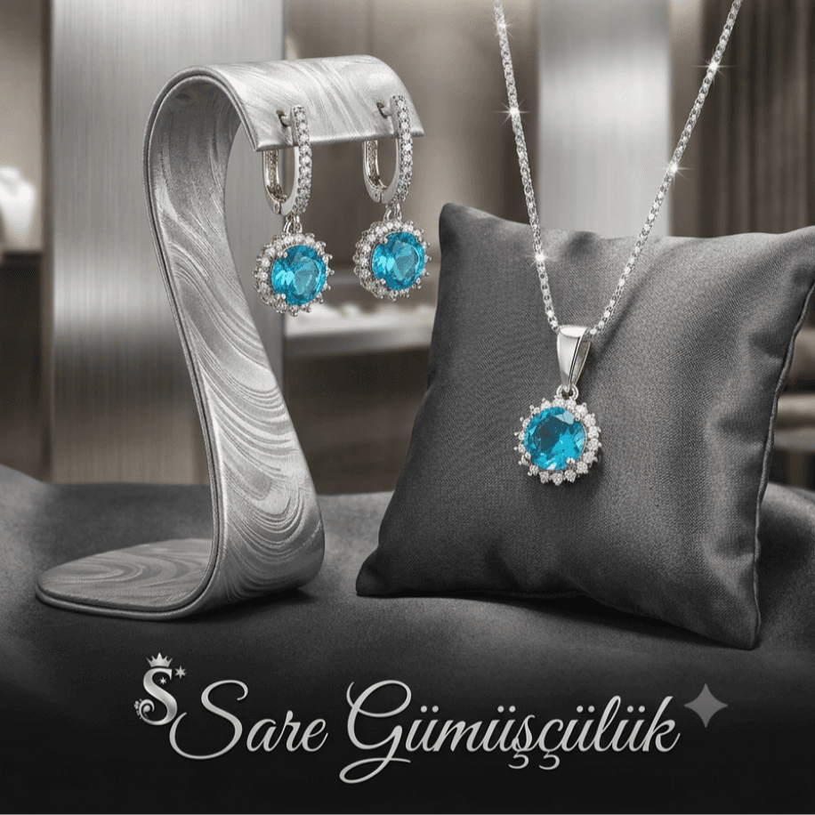 Safir taşlı bayan set - Görsel 3