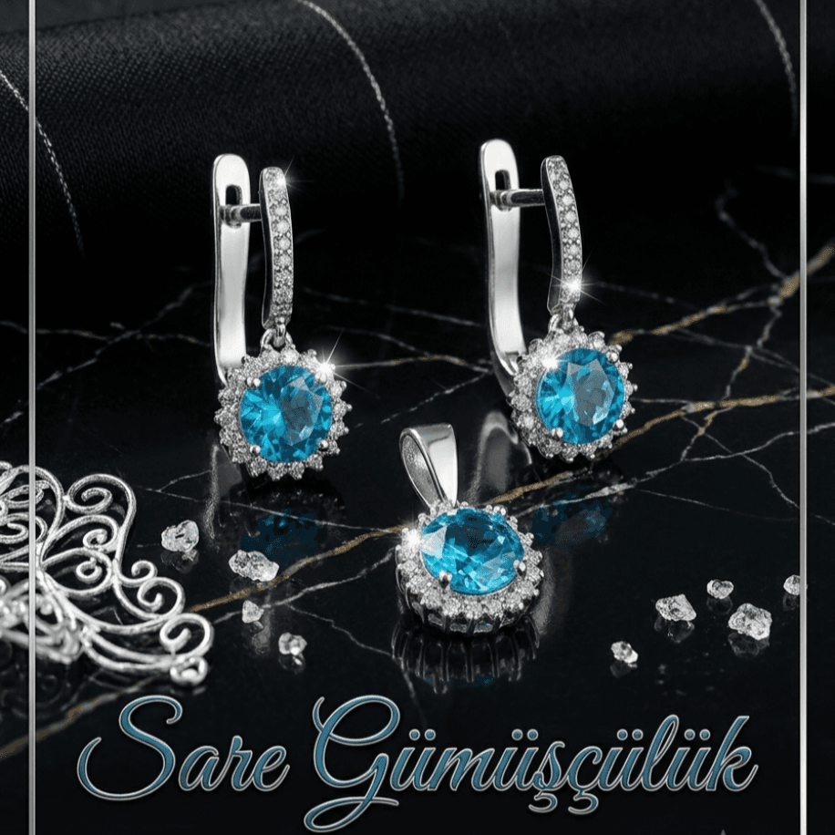 Safir taşlı bayan set - Görsel 4